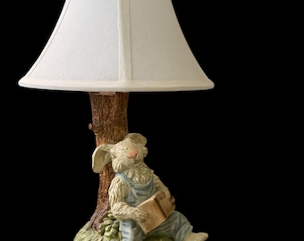 Vintage Peter Rabbit Bunny Table Lamp Nursery Decor Cottagecore Reading Rabbit Lamp Homeco 2001