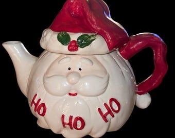 Vintage Santa Claus  Ho Ho Ho Tea Pot Christmas EUC