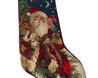 Vintage personalisierte Nadelspitze Weihnachtsstrumpf GAVIN Feiertags-Dekor