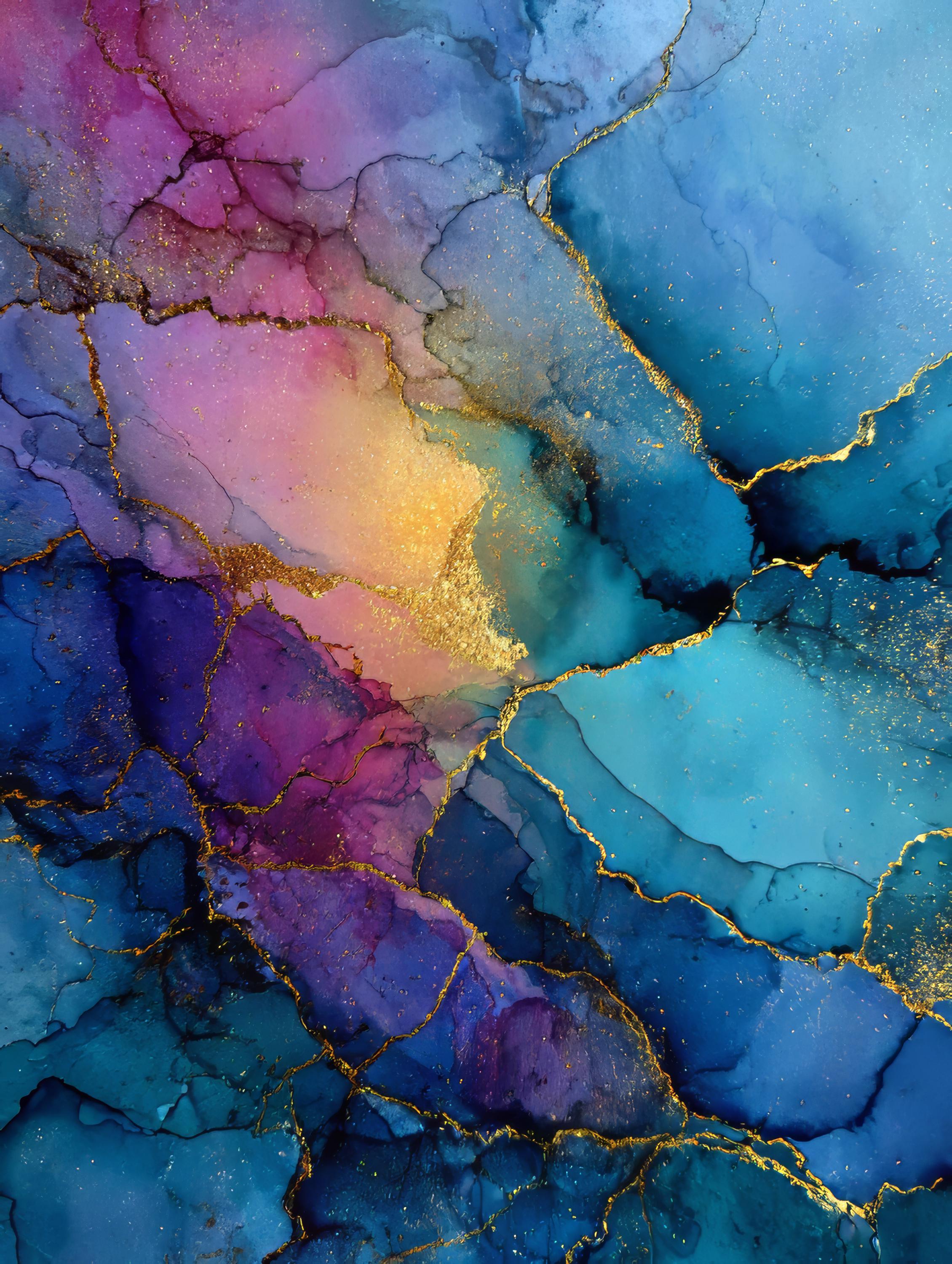 Blue and Magenta Alcohol Ink Page for Junk Journals and Scrapbooking - Etsy