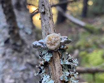 Anello in corallo fossile in stagno / gioielli organici saldati dolcemente / gioielli fatti a mano / anello importante fatto a mano