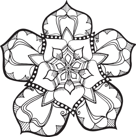 Download 2 Coloring Pages Pdf Download Printout Floral Detailed Etsy