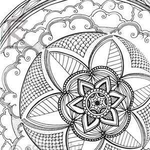Cloud Flower Page Instant PDF Download Coloring Page Hand Drawn Zendoodle Doodle
