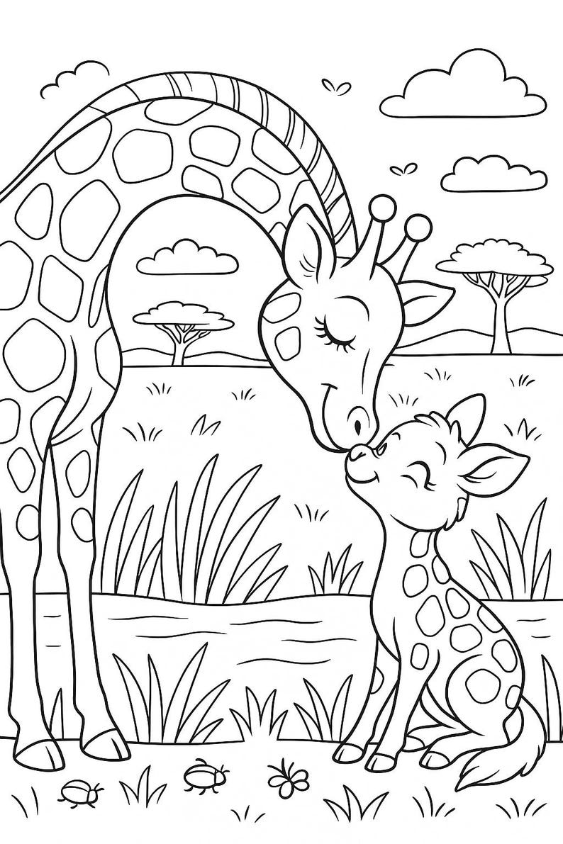 Mommy and Baby Animal Coloring Pages | Cute Printable Coloring Book for ...