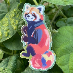 Rode panda-olieverfvinylsticker ~ Ideaal voor laptops, waterflessen, auto's, stickers, hoesjes, plakboeken, dagboeken en geschenken:)