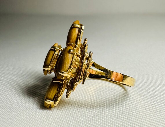 Gorgeous agate ring , 14 carat yellow gold, 5 gra… - image 3