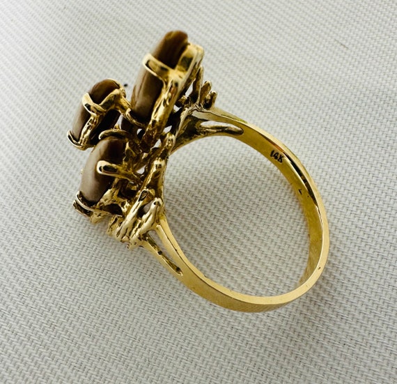 Gorgeous agate ring , 14 carat yellow gold, 5 gra… - image 4