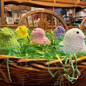 Crocheted velvety Easter chicks plushies/ marshmallow peeps/  Small size.