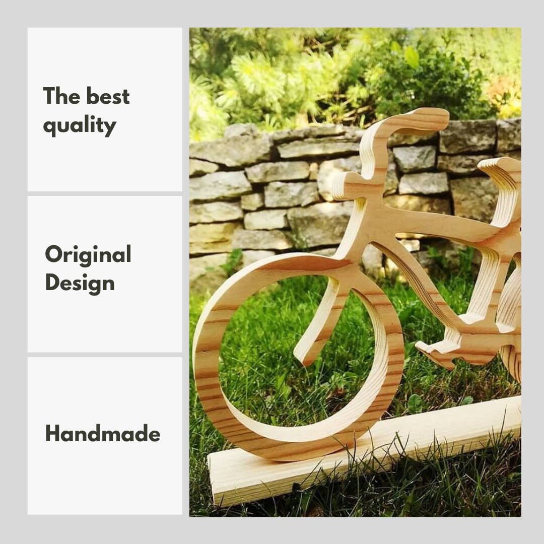 10 Stück Fahrrad Holz Ornamente - Ausschnitte Zum Basteln - DIY Dekoration Naturholz