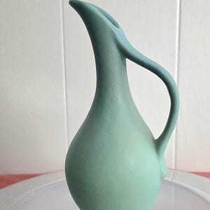 Vintage Van Briggle Pottery Vase Pitcher Matte Turquoise Ming Glaze Seven Inches 1970s