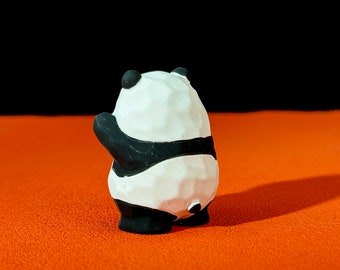 Handmade Wooden Waving Panda Figurine - Adorable and Interactive Decor