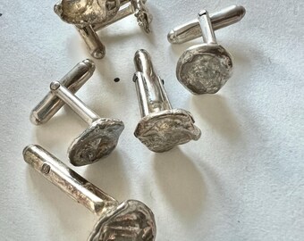 recycled silver mismatched cuff links