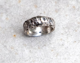 Handmade Mountain Texture Sterling Silver Wedding Band