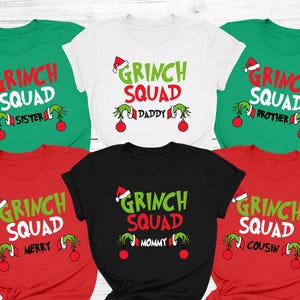 Magliette personalizzate Grinchmas 2025, maglietta della squadra di Natale Grinch, magliette di Natale Grinch, magliette di Buon Natale 2025, maglietta di Natale per la famiglia
