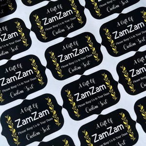 Gift of Zamzam Water Stickers or Dates Stickers. Custom text. 18 Stickers.