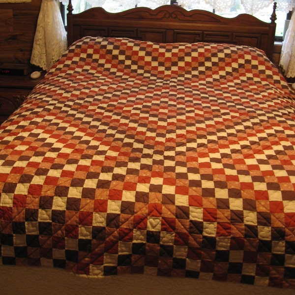 Hand Quilted AROUND THE WORLD Queen Size Quilt