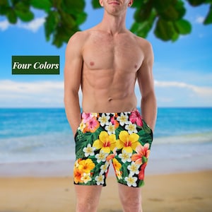 Jongens zwembroek met tropische bloemenprint voor strandvakantie Zwemkleding voor heren Shorts met zakken voor zwembad Badmode cadeau voor papa