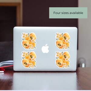 Gelber Mohnblumenkuss-Schnittaufkleber Botanische Blumen-Abziehbild für Laptop-Schrottbuch-Versorgungsmaterial-Natur-Aufkleber für Wasserflasche Kindle-Zusatz
