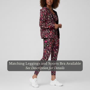 Womens Floral Zip Hoodie Sweatshirt Flower Pattern Botanical Print Casual Layer Stylish Outerwear Colorful Design Feminine Zipper Jacket image 17