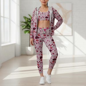 Womens Floral Zip Hoodie Sweatshirt Flower Pattern Botanical Print Casual Layer Stylish Outerwear Colorful Design Feminine Zipper Jacket image 18