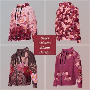 Womens Floral Zip Hoodie Sweatshirt Flower Pattern Botanical Print Casual Layer Stylish Outerwear Colorful Design Feminine Zipper Jacket image 14