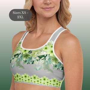 Soutien-gorge de sport floral Haut d'entraînement à motif botanique Support de compression à fort impact Vêtements de sport Design élégant Vêtements de fitness Vêtements de sport