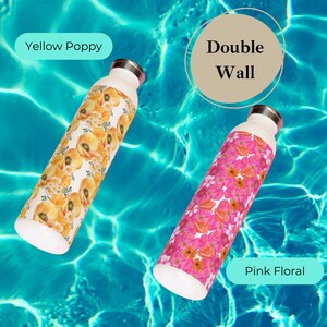 Botella de agua delgada Botella de agua floral personalizada para llevar a la playa Botella de agua Botella de agua irrompible para mujeres Botella portátil Reutilizable