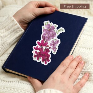 Adesivo Floral Kiss Cut Cor Lavanda para Diário Decalque Flor Roxa para Kindle Adesivo Decoração Floral Botânica Suprimentos para Scrapbook Criança