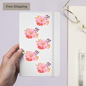 Rosa Mohn Blumen Kuss Cut Aufkleber für Planer Botanische Blumen Aufkleber für Laptop Vinyl Aufkleber für Kindle Geschenk Mom