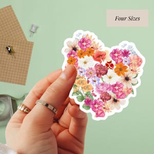 Adesivo floral em formato de coração para amantes da natureza, decoração para casa, presente para mãe, adesivo de flor romântica rosa para Kindle, decalque para acessórios de planejador