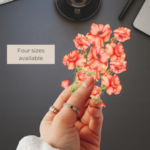 Sticker coupe baiser floral coquelicot Sticker fleur orange cadeau amateur de plantes Sticker pour ordinateur portable bouteille d'eau décoration accessoire floral pour Kindle
