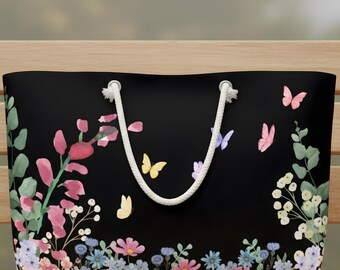 Floral Weekender Tote Bag for Women Butterfly Botanical Travel Bag Chic Everyday Carryall Overnight Bag Gift for Her