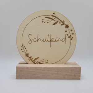 Disque en bois écolier | Enfants | Cadeau de scolarisation