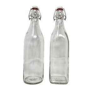 25 oz SWING TOP BOTTLE Glass Clear Round Square 750 ml Homemade Wine Making Bath Salts Display Storage Olive Oil Vinegar Cooking Decorative