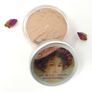 TAN 2-in-1 CONCEALER FOUNDATION #8B Sheer Bare Minerals Pure Acne Cover Up Neutral Natural Matte Mineral Makeup Full Size Refill Sample Jar