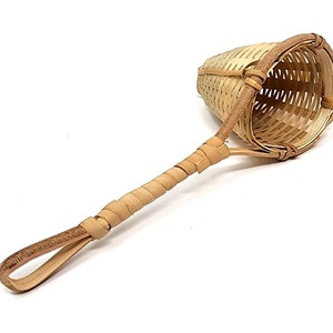 BAMBOO TEA STRAINER Loose Teas Natural Woven Basket Healthy Herbal Herb Infuser Tiki Cocktail Pour Over Infusion Earth Eco Friendly