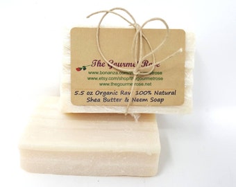 5.5 oz NEEM SHEA BUTTER Aceite de jabón Manteca de karité cruda orgánica sin refinar 100% Todo natural Hecho a mano Procesado en frío Eco Green Bath Bar Biodegradable