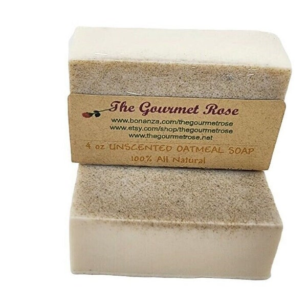 4 oz OATMEAL SOAP UNSCENTED 100% All Natural Glycerin Handmade Pure Gentle Sensitive Skin Complexion Face Facial Body Bar Winter Dry Skin