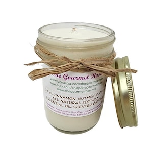 8 oz CINNAMON CLOVE CANDLE Nutmeg Spice 100% Natural Essential Oil Glass Jar Pure Vegan Plant Wax Naturally Scented Eco Non-Toxic No Soot