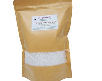 2 lb DEAD SEA SALTS Fine Course Epsom Gift Bag & Bow Israel Pure Salt Natural Bath Body Wrap Scoop Mud Mask Mineral Soak Scrub 32 oz