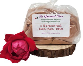 1 lb FRENCH RED CLAY Organic Illite 100% Pure Body Wrap Cosmetic Grade Mineral Face Facial Mud Mask Natural Normal Skin Detox Shaving Soap
