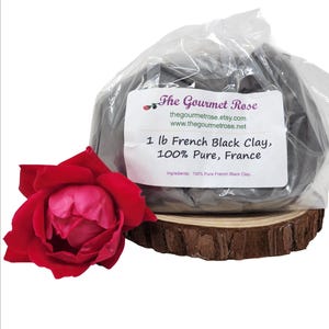 1 libra de arcilla negra francesa orgánica Francia pura envoltura corporal de grado cosmético mascarilla facial de barro mineral natural para piel normal desintoxicante jabón de afeitar baño