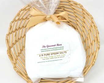2 lb DEAD SEA SALTS Fine Course Epsom Gift Bag & Bow Israel Pure Salt Natural Bath Body Wrap Scoop Mud Mask Mineral Soak Scrub 32 oz