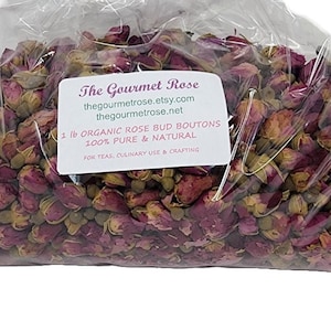 1 libra de capullos de rosa orgánicos, rojos diminutos, pequeños, enteros, en miniatura, secos, para té, capullos de rosa, flores secas culinarias, para manualidades, venta al por mayor, 16 oz