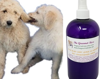 16 oz SILKY COAT CONDITIONER Spray Dog Pet Cat Natural Coat Conditioning Detangling Curly Fur Hair Pure Vegan Bath Wash Animal Detangler