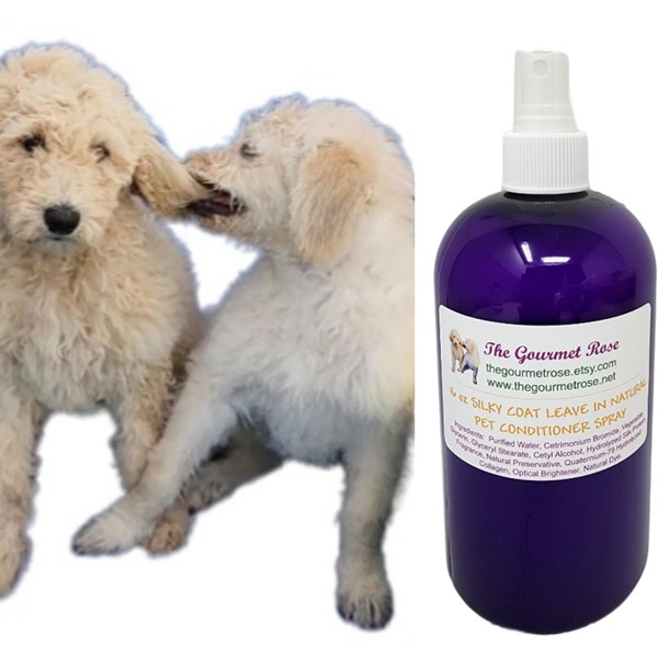 16 oz SILKY COAT CONDITIONER Spray Dog Pet Cat Natural Coat Conditioning Detangling Curly Fur Hair Pure Vegan Bath Wash Animal Detangler