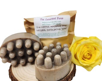 5oz KOFFIE MASSAGEZEEP Zeep Espresso Latte Exfoliërende Cellulite Bar Shea Butter 100% volledig natuurlijke handgemaakte groene badreep Eco biologisch afbreekbaar