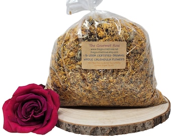 1 lb ORGANIC CALENDULA MARIGOLD Whole Certified Kosher Flowers Dried Dry Tea Edible Flower Culinary Herbal Sprinkles Bulk Wholesale 16 oz
