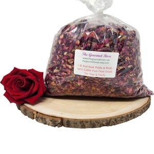 1 Pfund ESSBARE ROTE ROSE Tee Blütenblätter & Knospen Kulinarischer Topper Trockene Rosen Getrocknete Echte Hochzeitsblumen Konfetti Blume Toss Kräutergroßgroßhandel 16 Unze