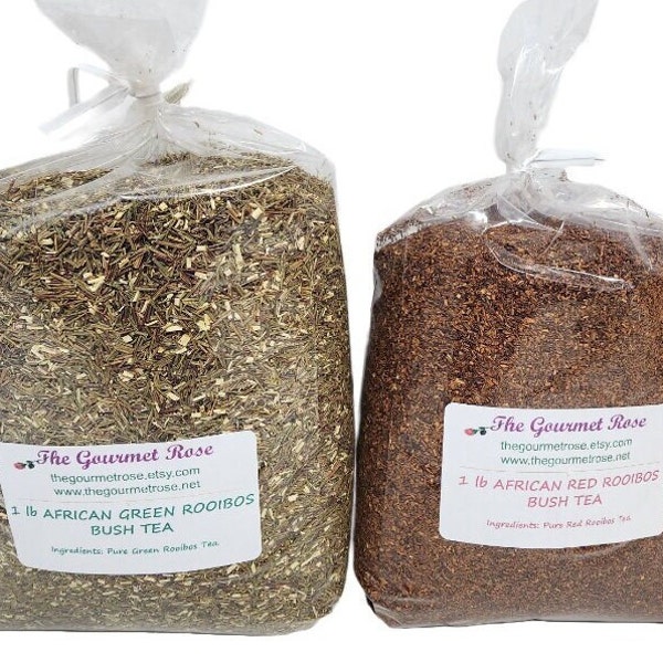 1 lb RED or GREEN ROOIBOS Tea Certified Organic Kosher African Bush Caffeine Free Loose Herbal Beauty Skin Antioxidant Bulk Wholesale 16 oz